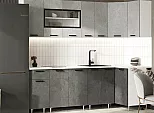 Кухонный гарнитур Рио Бетон темный, Бетон светлый/Белый 2140x2400/1000x600