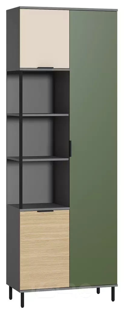 Марвэл Шкаф комбинированный 13.22 Темно - серый U2601, Сатин 7045 SU, Плэйн, Дымчатый Зеленый K521