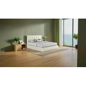 Кровать Селеста с матрасом экокожа белый без П/М 1200x2000, ортопедическое основание, изголовье мягкое