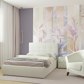 Кровать Селеста с матрасом велюр бежевый без П/М 1200x2000, ортопедическое основание, изголовье мягкое