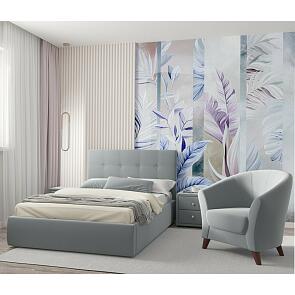 Кровать Селеста с матрасом велюр серый без П/М 1200x2000, ортопедическое основание, изголовье мягкое