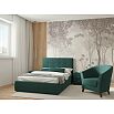 Кровать Селеста с матрасом велюр изумруд С П/М 1200x2000, ортопедическое основание, изголовье мягкое