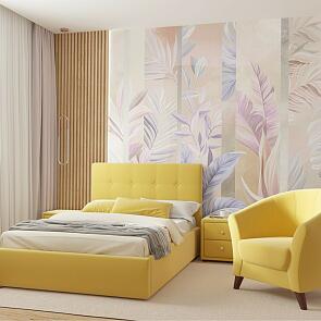 Кровать Селеста с матрасом велюр жёлтый С П/М 1200x2000, ортопедическое основание, изголовье мягкое