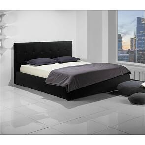 Кровать Селеста с матрасом велюр черный без П/М 1400x2000, ортопедическое основание, изголовье мягкое