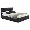 Кровать Селеста с матрасом велюр черный без П/М 1400x2000, ортопедическое основание, изголовье мягкое