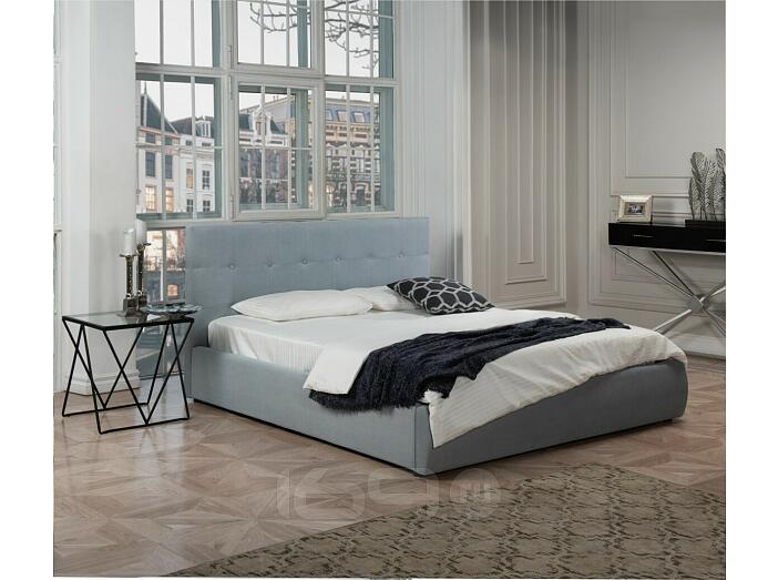 Кровать Селеста с матрасом велюр серый без П/М 1400x2000, ортопедическое основание, изголовье мягкое