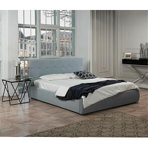 Кровать Селеста с матрасом велюр серый без П/М 1400x2000, ортопедическое основание, изголовье мягкое