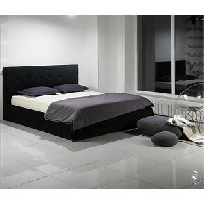 Кровать Селеста с матрасом велюр черный С П/М 1400x2000, ортопедическое основание, изголовье мягкое