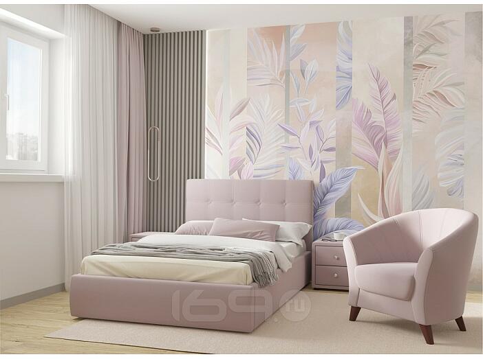 Кровать Селеста с матрасом велюр лиловый С П/М 1400x2000, ортопедическое основание, изголовье мягкое