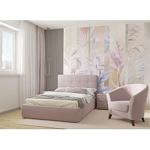 Кровать Селеста с матрасом велюр лиловый С П/М 1400x2000, ортопедическое основание, изголовье мягкое