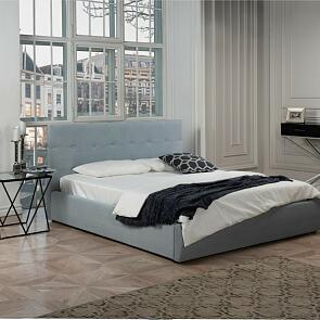 Кровать Селеста с матрасом велюр серый С П/М 1400x2000, ортопедическое основание, изголовье мягкое