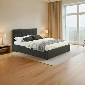 Кровать Селеста с матрасом велюр шоколад С П/М 1400x2000, ортопедическое основание, изголовье мягкое