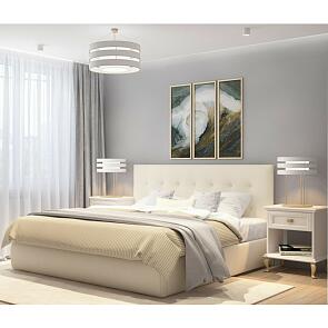 Кровать Селеста с матрасом велюр бежевый без П/М 1600x2000, ортопедическое основание, изголовье мягкое
