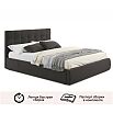 Кровать Селеста с матрасом велюр черный без П/М 1600x2000, ортопедическое основание, изголовье мягкое