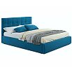 Кровать Селеста с матрасом велюр синий без П/М 1600x2000, ортопедическое основание, изголовье мягкое