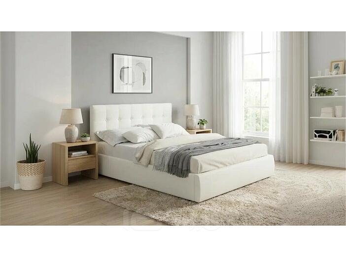 Кровать Селеста с матрасом велюр бежевый С П/М 1600x2000, ортопедическое основание, изголовье мягкое