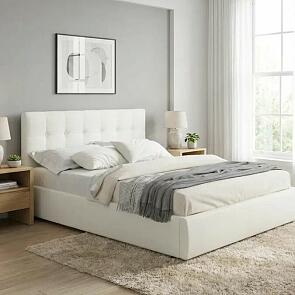 Кровать Селеста с матрасом велюр бежевый С П/М 1600x2000, ортопедическое основание, изголовье мягкое