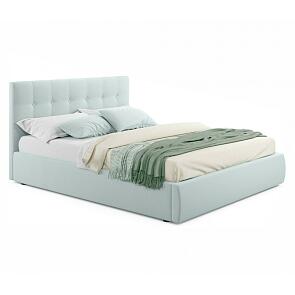 Кровать Селеста с матрасом велюр мята пастель С П/М 1600x2000, ортопедическое основание, изголовье мягкое