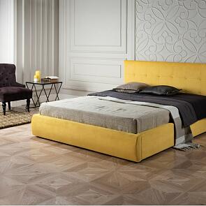 Кровать Селеста с матрасом велюр жёлтый С П/М 1600x2000, ортопедическое основание, изголовье мягкое
