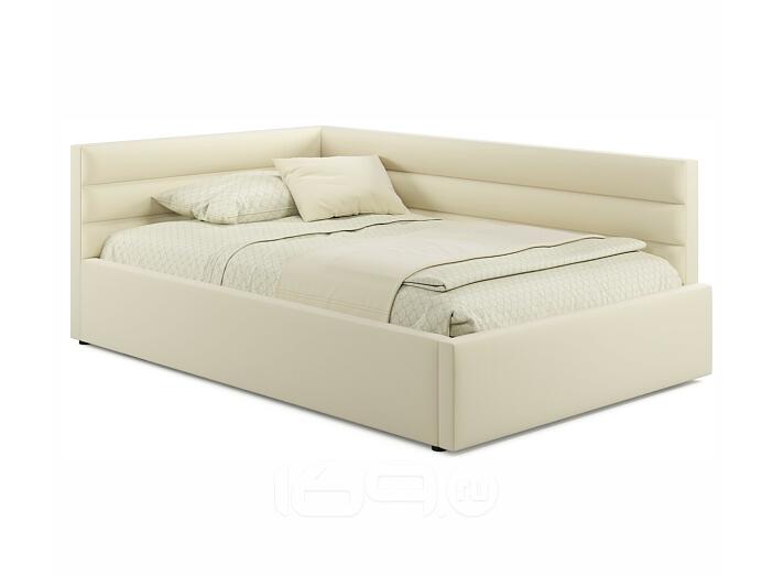 Мягкая кровать Aura 1200 бежевая с подъемным механизмом