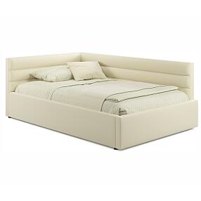Мягкая кровать Aura 1200 бежевая с подъемным механизмом