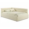 Кровать Aura с матрасом велюр бежевый С П/М 1200x2000, ортопедическое основание, изголовье мягкое