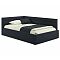 Кровать Aura велюр черный с подъемным механизмом 1200x2000, ортопедическое основание, изголовье мягкое