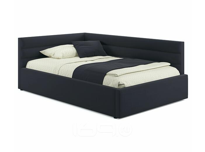 Мягкая кровать Aura 1200 черная с подъемным механизмом