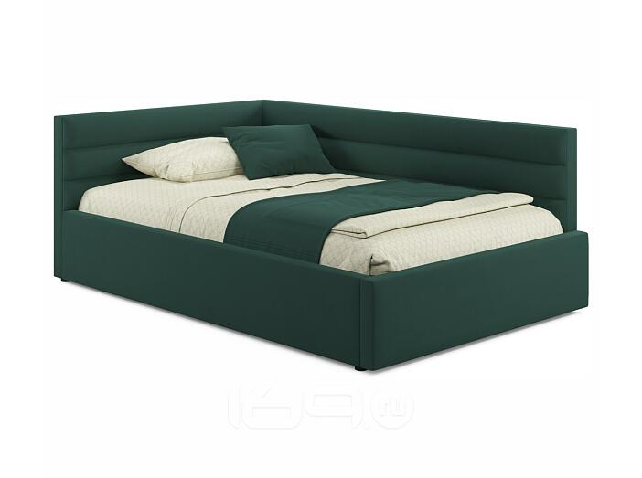Мягкая кровать Aura 1200 изумруд с подъемным механизмом