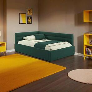 Кровать Aura с матрасом велюр изумруд С П/М 1200x2000, ортопедическое основание, изголовье мягкое