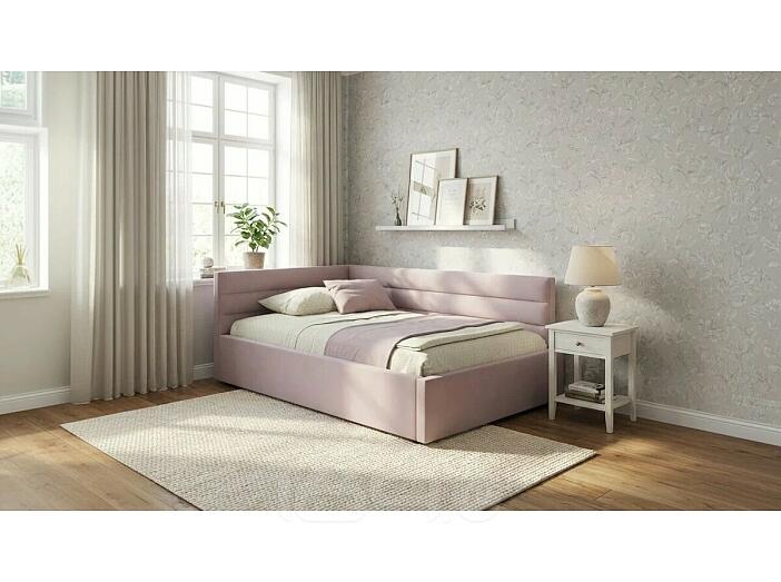 Кровать Aura с матрасом велюр лиловый С П/М 1200x2000, ортопедическое основание, изголовье мягкое