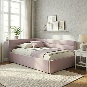 Кровать Aura с матрасом велюр лиловый С П/М 1200x2000, ортопедическое основание, изголовье мягкое