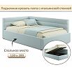 Кровать Aura с матрасом велюр мята пастель С П/М 1200x2000, ортопедическое основание, изголовье мягкое