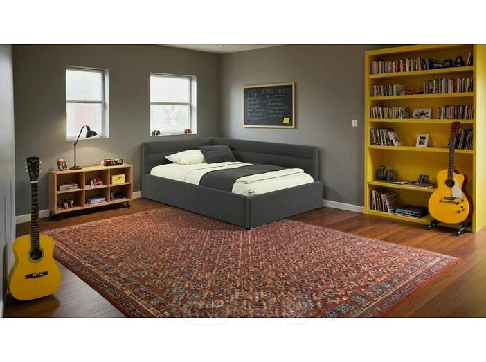 Кровать Aura с матрасом велюр шоколад С П/М 1200x2000, ортопедическое основание, изголовье мягкое