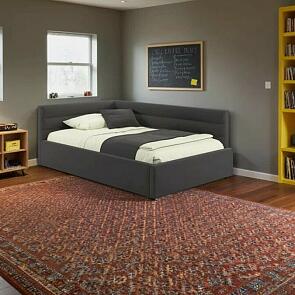 Кровать Aura с матрасом велюр шоколад С П/М 1200x2000, ортопедическое основание, изголовье мягкое