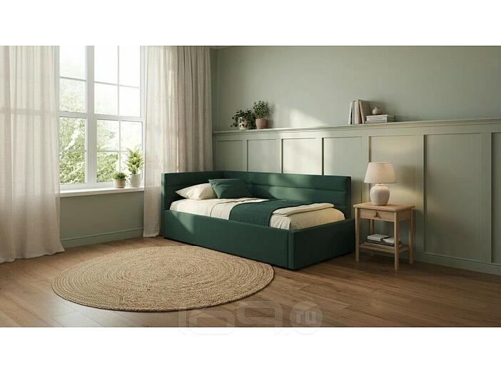 Кровать Aura с матрасом велюр изумруд С П/М 900x2000, ортопедическое основание, изголовье мягкое