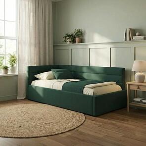 Кровать Aura с матрасом велюр изумруд С П/М 900x2000, ортопедическое основание, изголовье мягкое