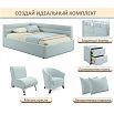 Кровать Aura с матрасом велюр мята пастель С П/М 900x2000, ортопедическое основание, изголовье мягкое
