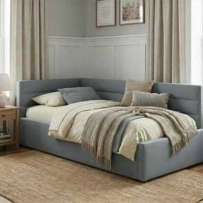 Кровать Aura с матрасом велюр серый С П/М 900x2000, ортопедическое основание, изголовье мягкое