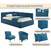 Кровать Aura с матрасом велюр синий С П/М 900x2000, ортопедическое основание, изголовье мягкое