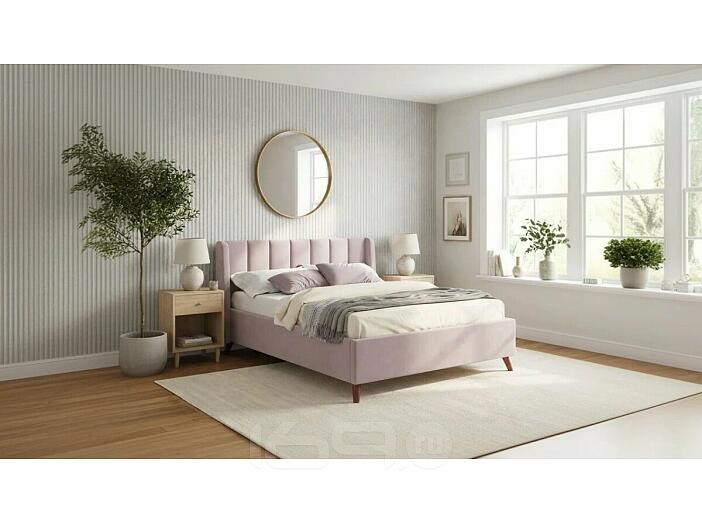 Кровать Betsi с матрасом велюр лиловый С П/М 1600x2000, ортопедическое основание, изголовье мягкое