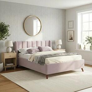 Кровать Betsi с матрасом велюр лиловый С П/М 1600x2000, ортопедическое основание, изголовье мягкое