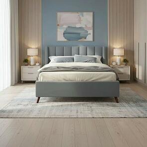 Кровать Betsi с матрасом велюр серый С П/М 1600x2000, ортопедическое основание, изголовье мягкое