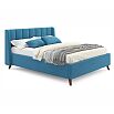 Кровать Betsi с матрасом велюр синий С П/М 1600x2000, ортопедическое основание, изголовье мягкое