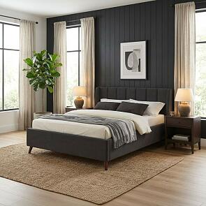 Кровать Betsi с матрасом велюр шоколад С П/М 1600x2000, ортопедическое основание, изголовье мягкое