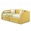 Кровать Elda с матрасом велюр жёлтый без П/М 900x2000, изголовье мягкое