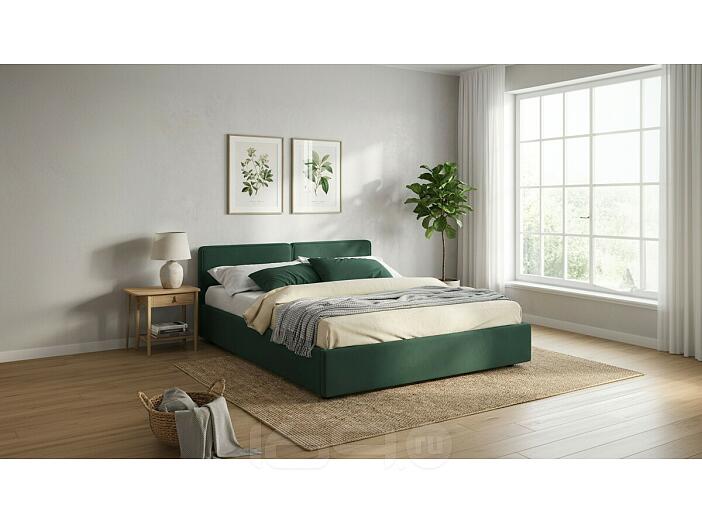 Кровать Erika с матрасом велюр изумруд С П/М 1600x2000, ортопедическое основание, изголовье мягкое