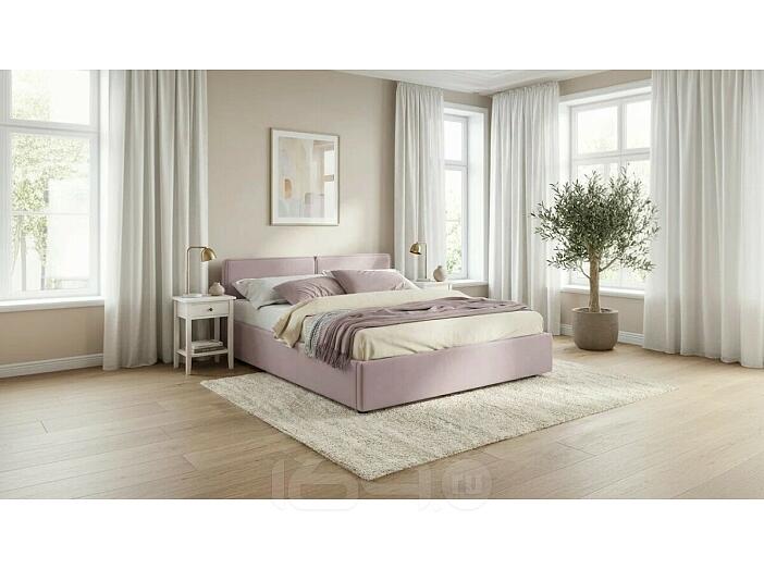 Кровать Erika с матрасом велюр лиловый С П/М 1600x2000, ортопедическое основание, изголовье мягкое