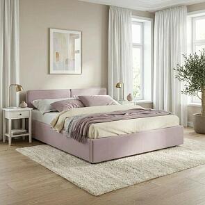 Кровать Erika с матрасом велюр лиловый С П/М 1600x2000, ортопедическое основание, изголовье мягкое