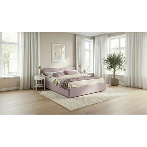 Кровать Erika с матрасом велюр лиловый С П/М 1600x2000, ортопедическое основание, изголовье мягкое